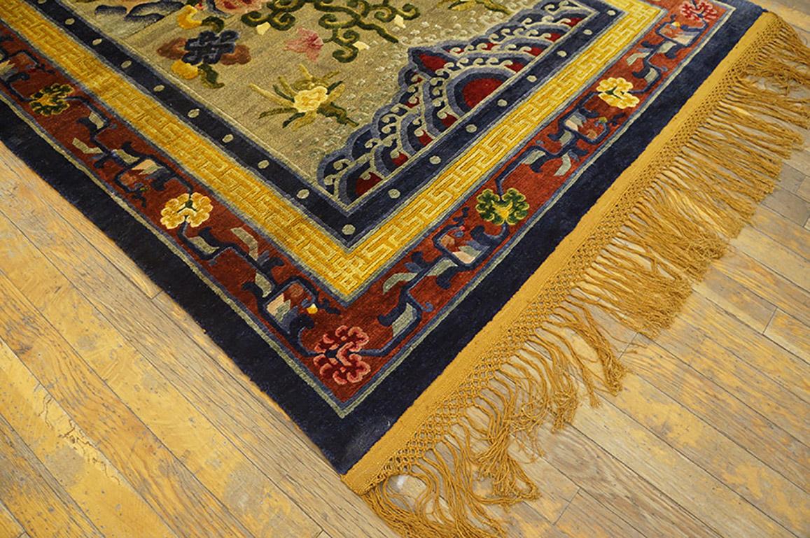 19th Century Chinese Silk & Metallic Thread Meditation Carpet (4'x7'-122x213) For Sale 2