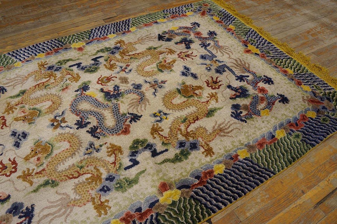 Early 20th Century Chinese Silk Dragon Carpet ( 5' x 8' - 152 x 244 ) For Sale 7