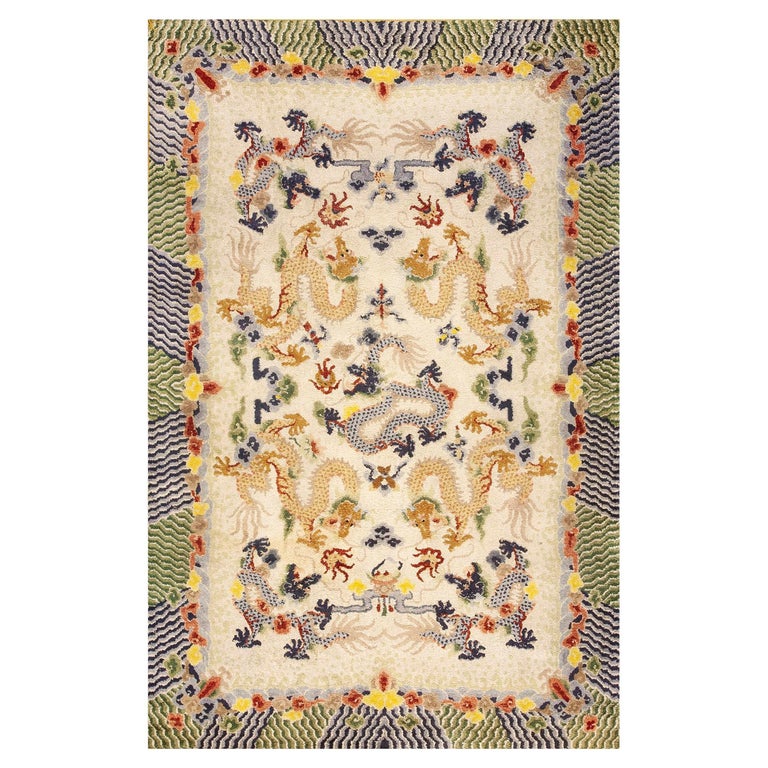 Antique Chinese Silk Rug 5' 0'' x 8' 0'' For Sale at 1stDibs