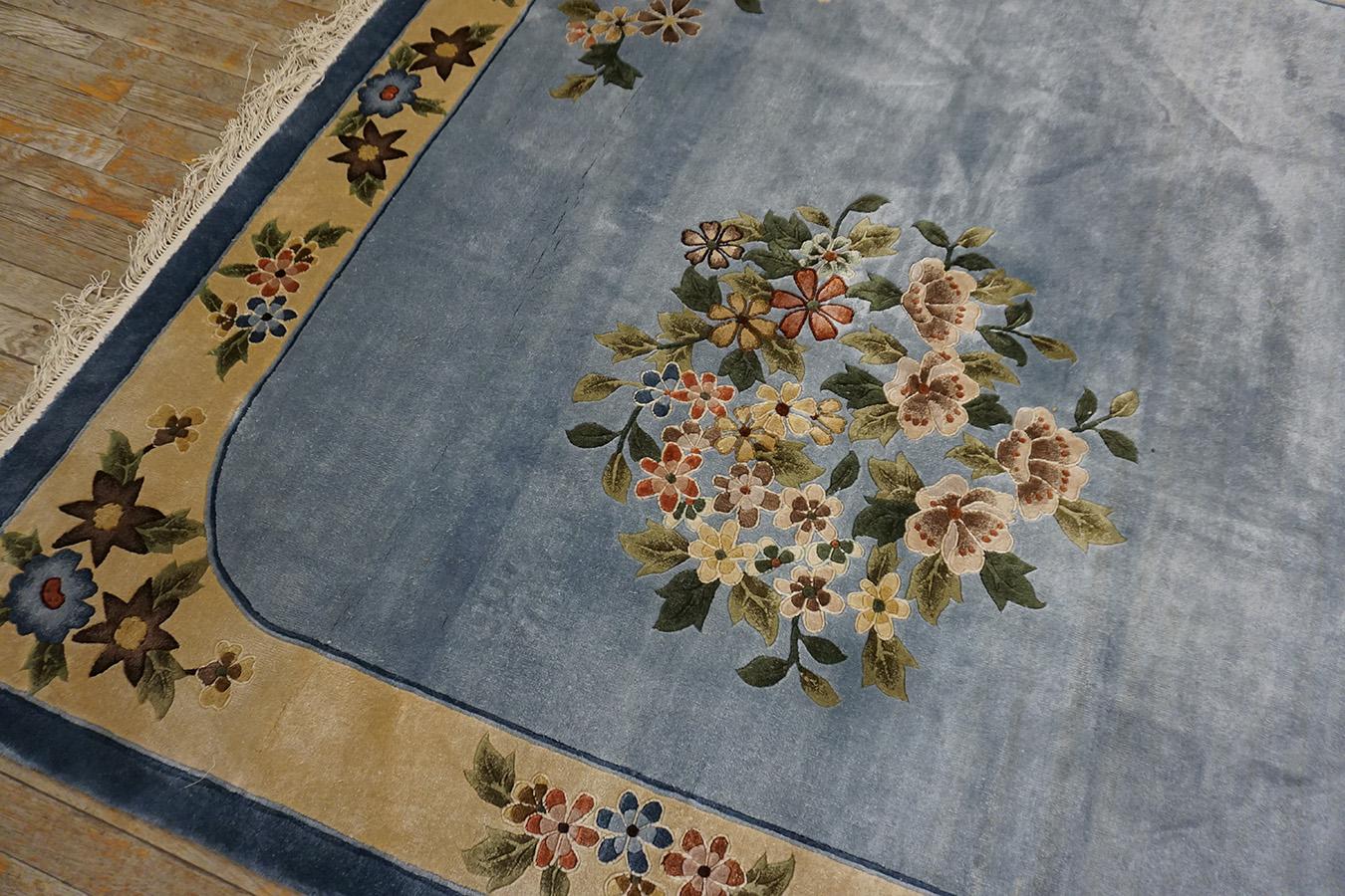 Vintage 1980s Silk Chinese Art Deco Style Silk Carpet ( 6'2