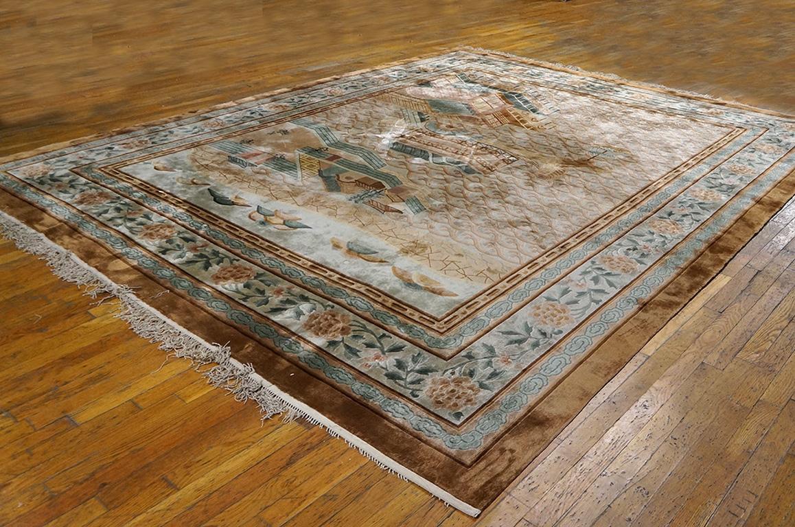 Vintage 1980s Chinese Silk Carpet ( 9' x 12'2