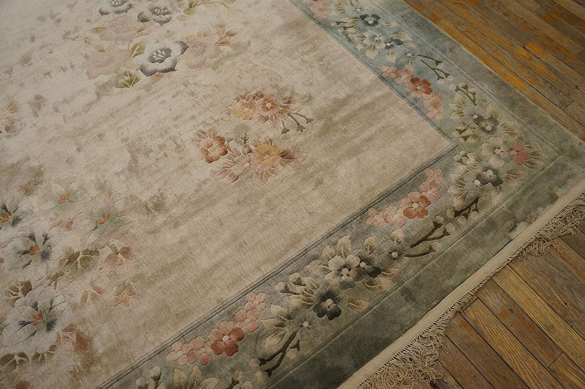 Vintage 1980s Silk Chinese Carpet ( 9' x 12' - 275 x 365 ) For Sale 1