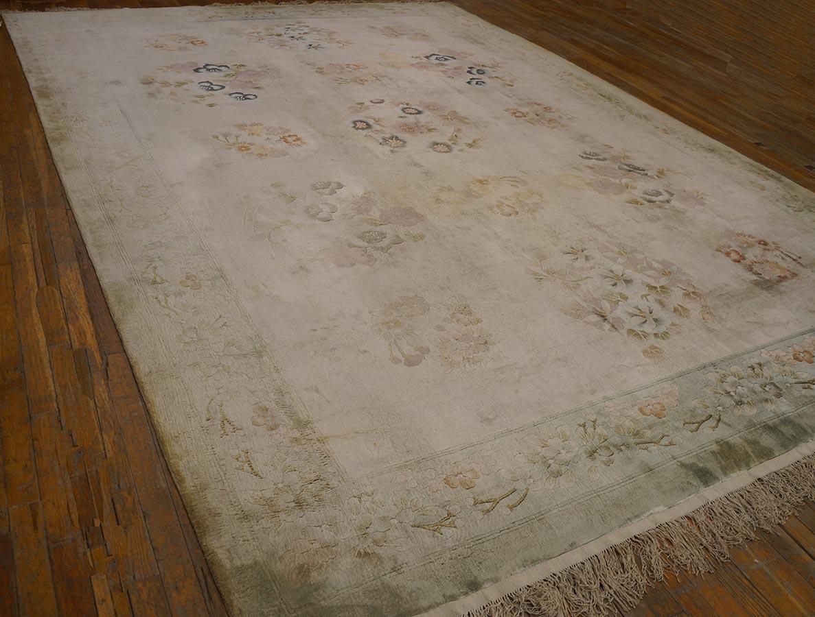 Hand-Knotted Vintage 1980s Silk Chinese Carpet ( 9' x 12' - 275 x 365 ) For Sale