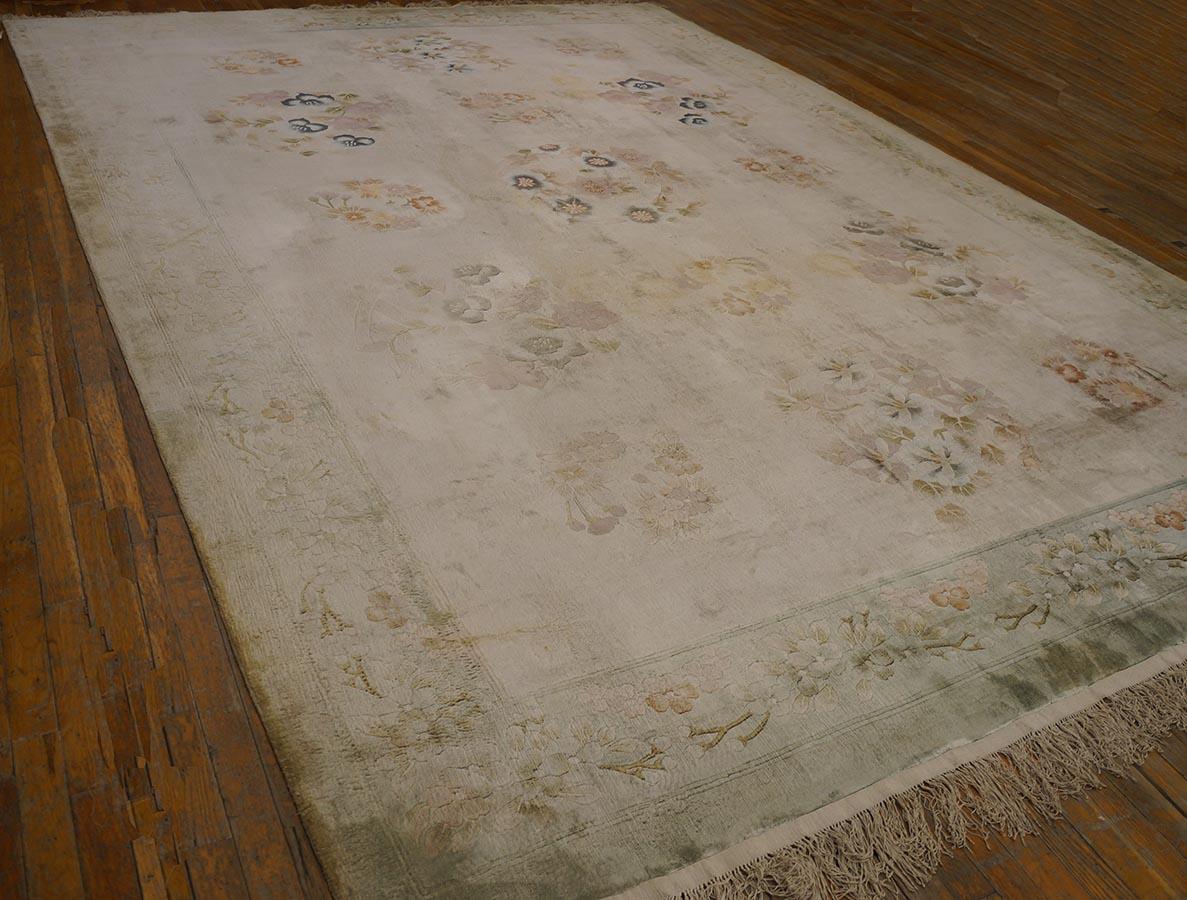 Vintage 1980 Tapis chinois en soie ( 9' x 12' - 275 x 365 )
