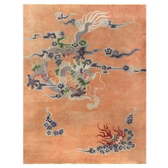 Antique Authentic Chinese Handmade Silk Rug