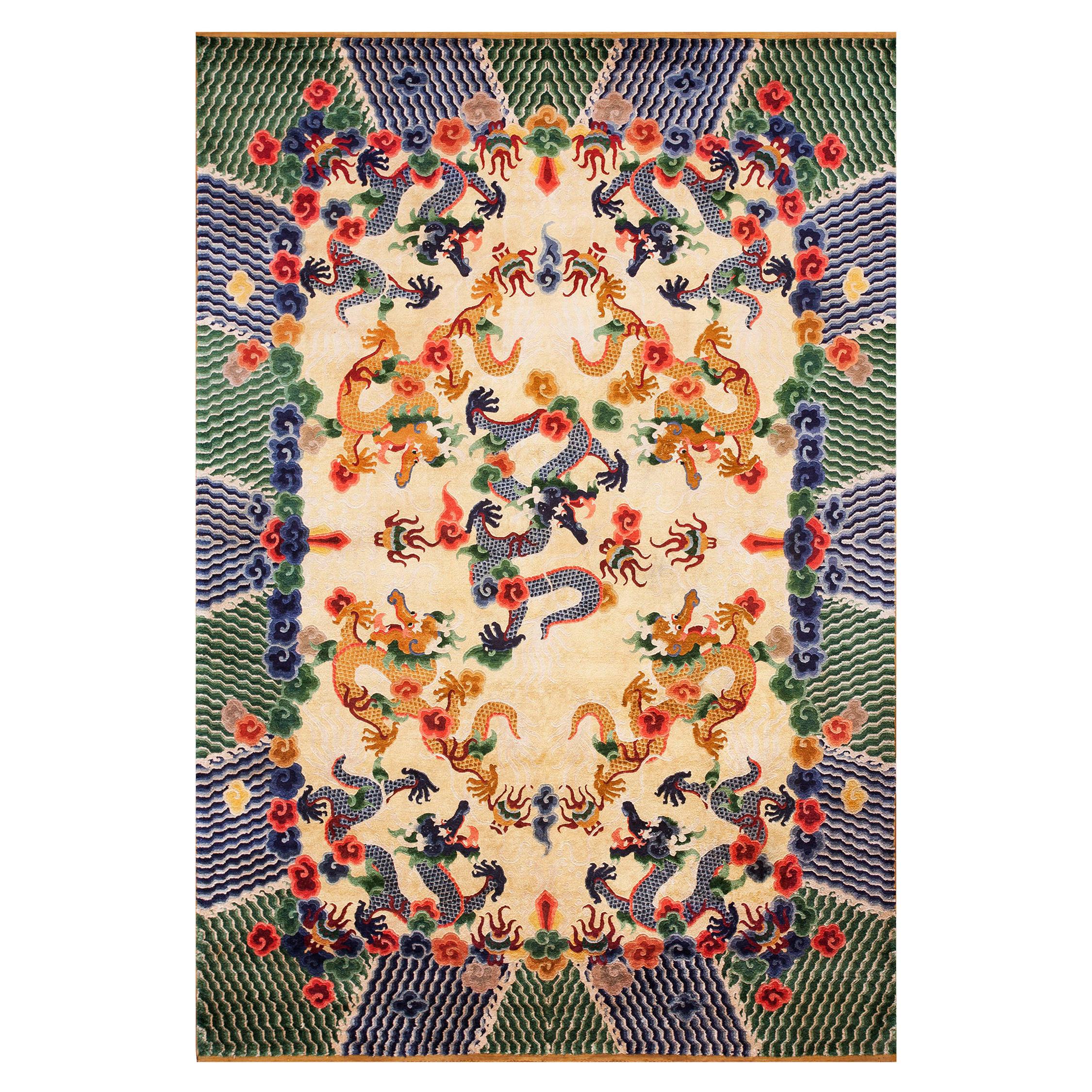Antique Chinese Silk Rug For Sale at 1stDibs