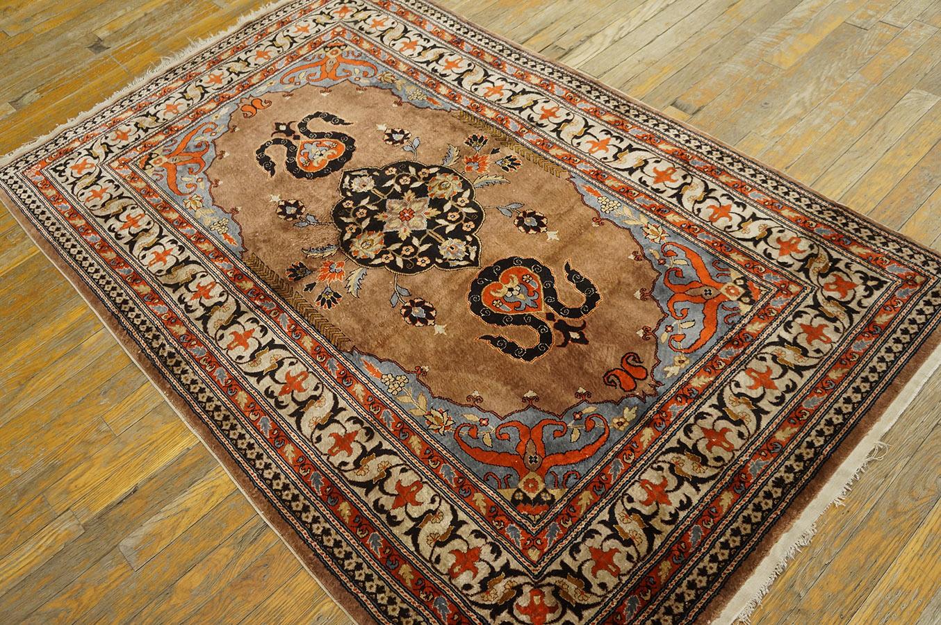 Antique Chinese Silk Rug, Measures: 3' 5''x 5' 7''.