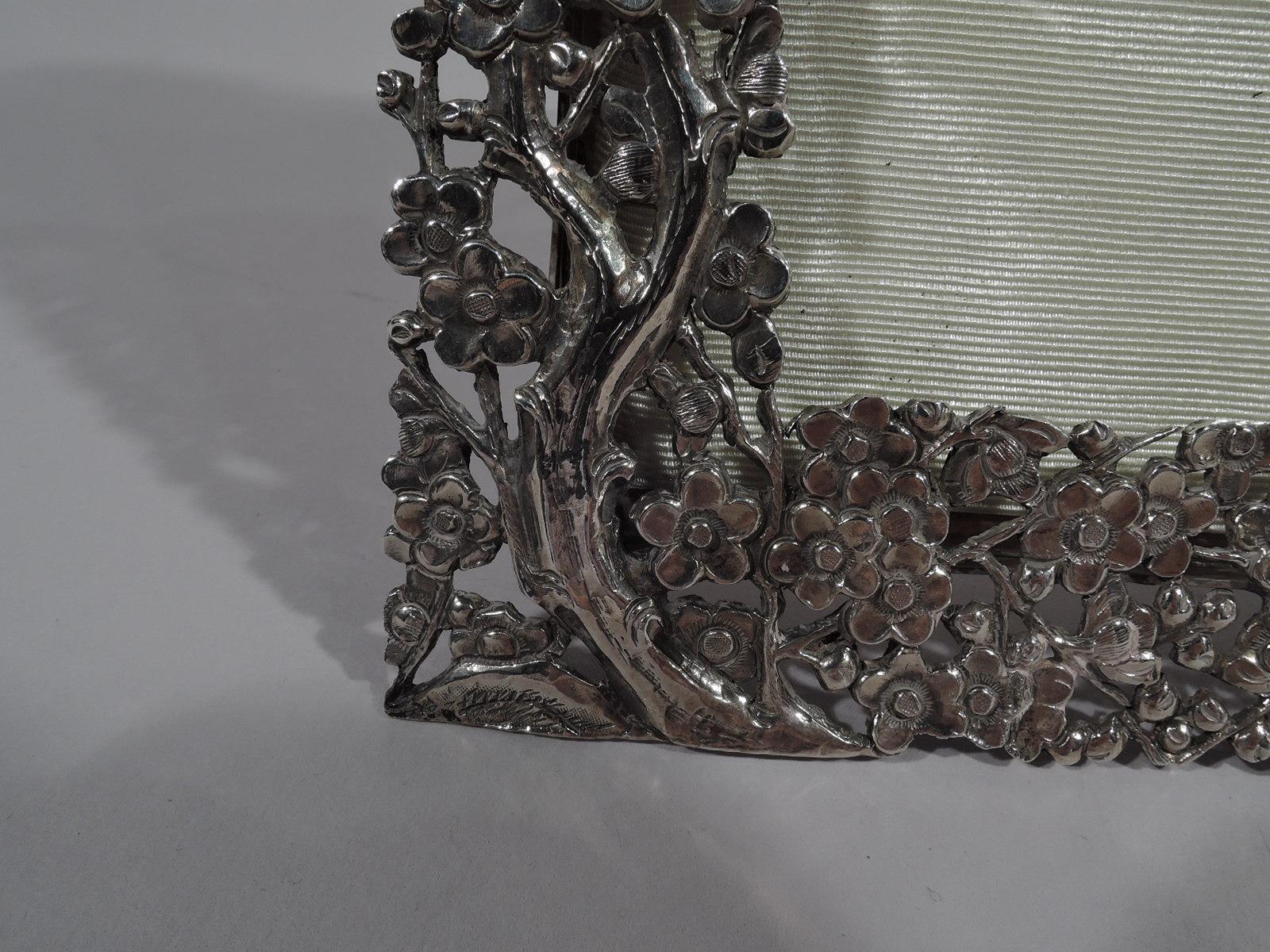 Chinese Export Antique Chinese Silver Blossoming Branch Picture Frame by Wang Hing