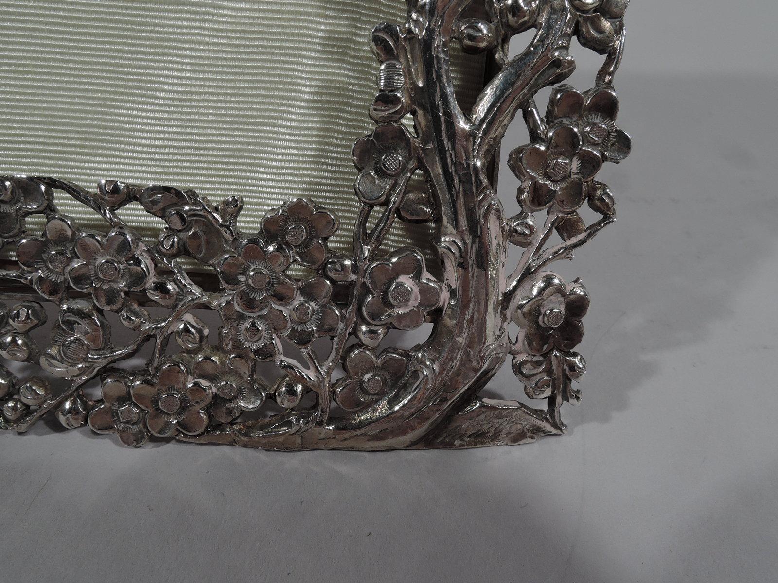20th Century Antique Chinese Silver Blossoming Branch Picture Frame by Wang Hing