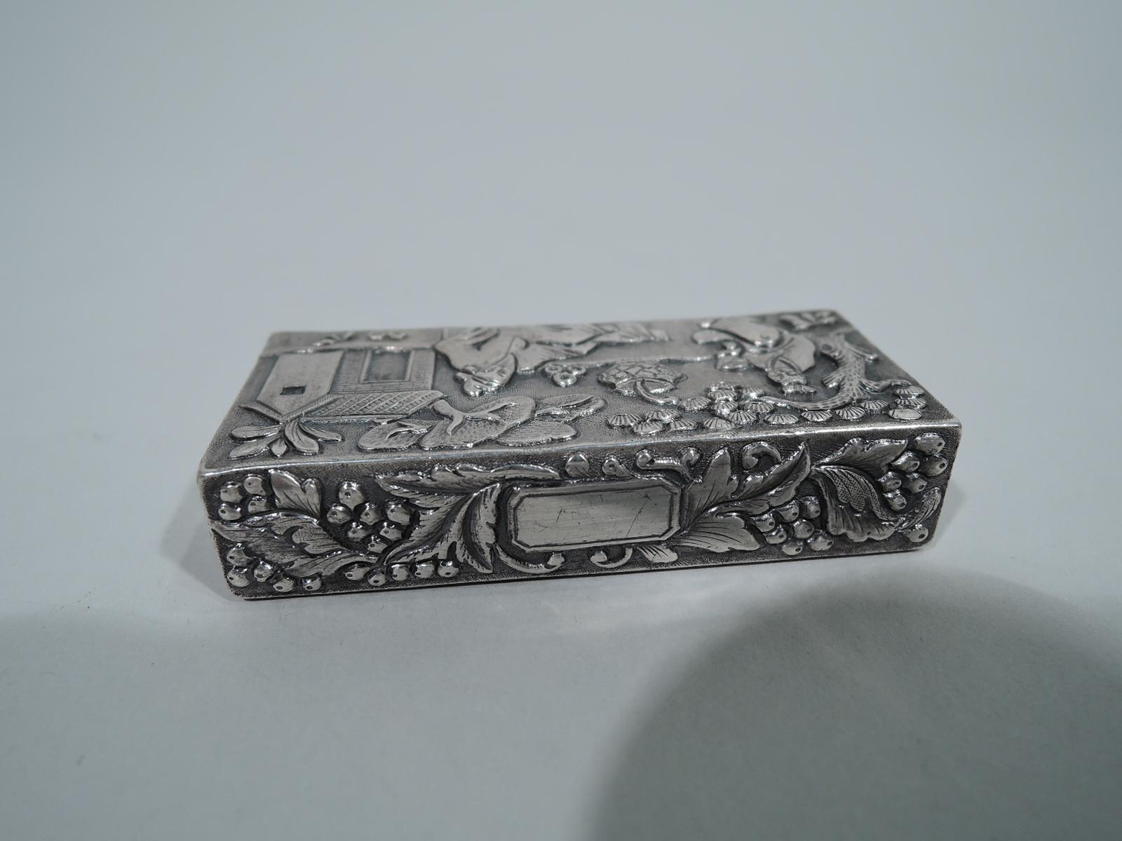 19th Century Antique Chinese Silver Card Case with Modish Exotics