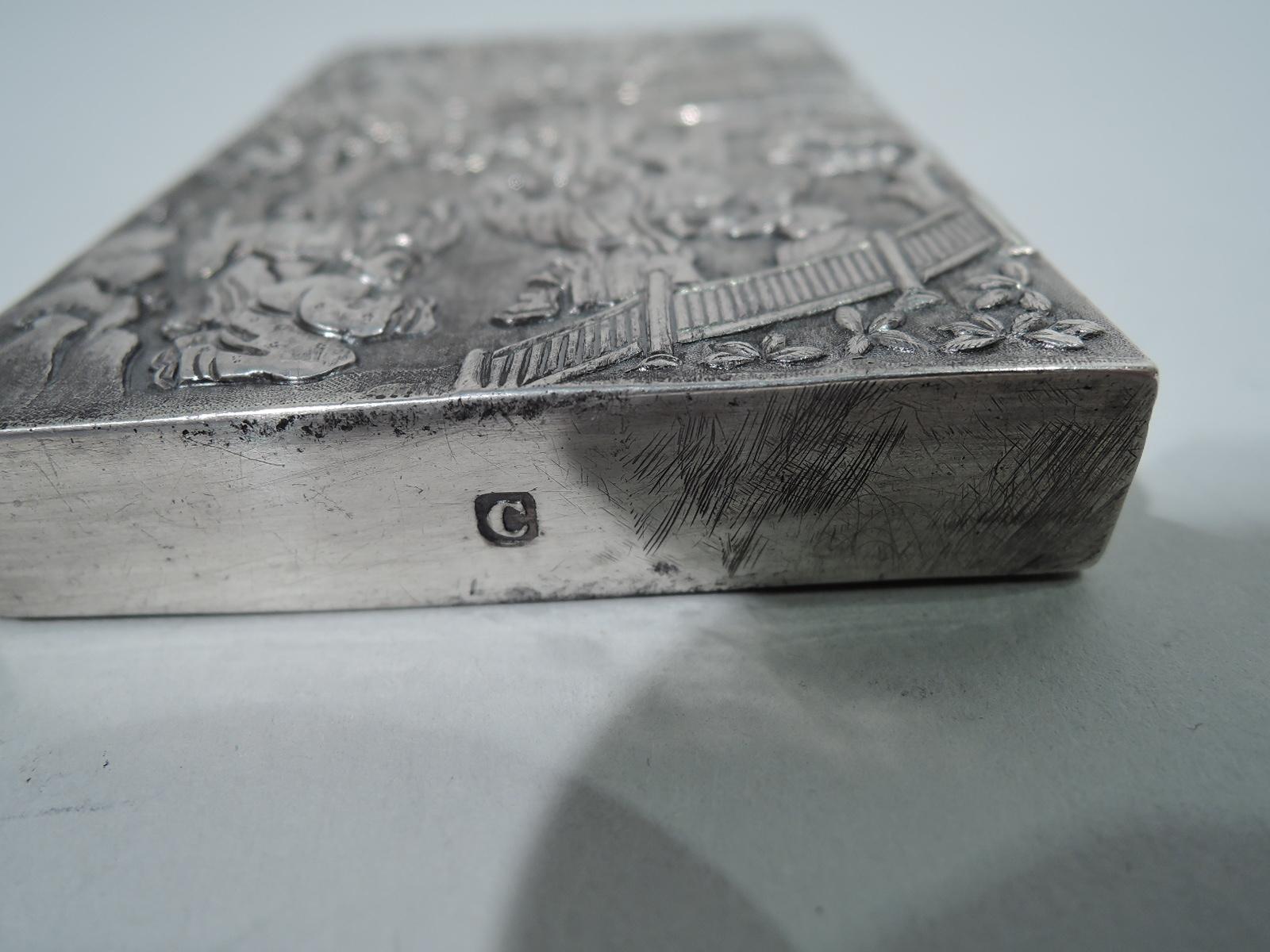 Antique Chinese Silver Card Case with Modish Exotics 1
