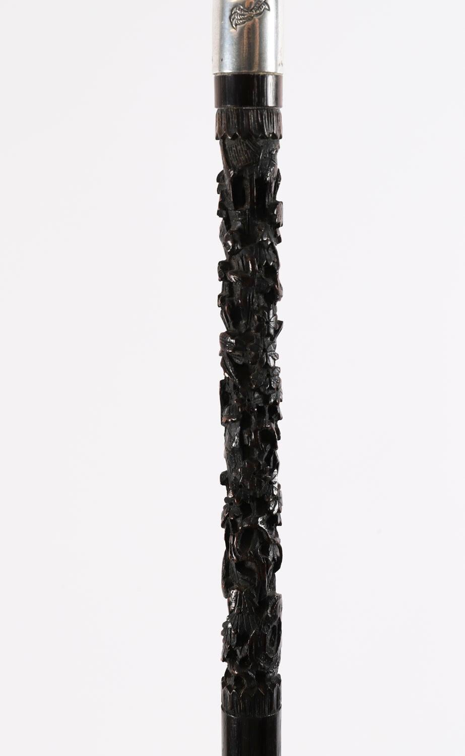 Antico bastone da passeggio cinese con drago d'argento del XIX secolo 91 cm 36 pollici in vendita 6