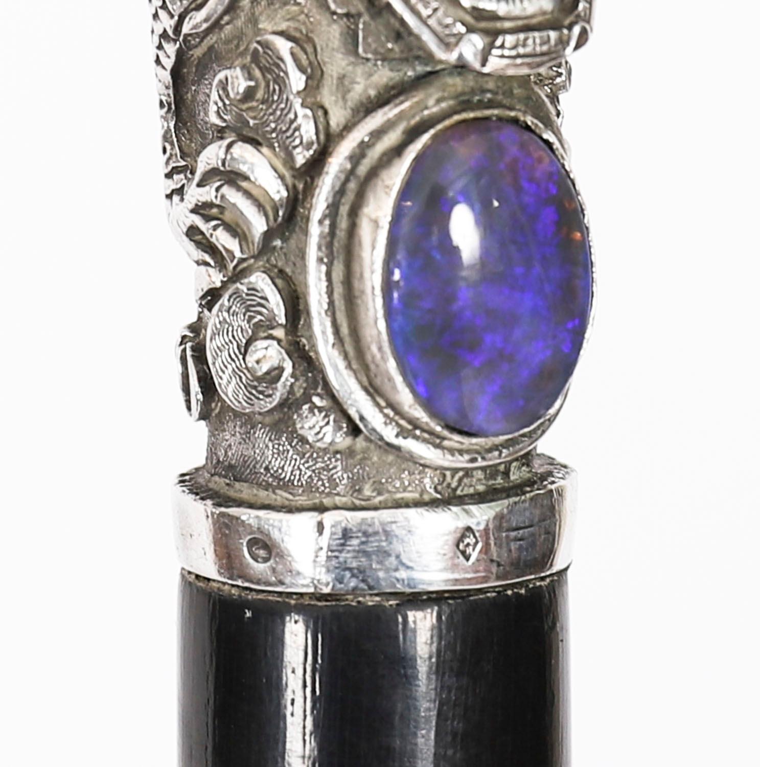Antico bastone da passeggio cinese con drago d'argento C1880 92 cm 36 pollici in vendita 1