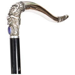 Antique Chinese Silver Dragon Walking Stick Cane C1880 92cms 36inches