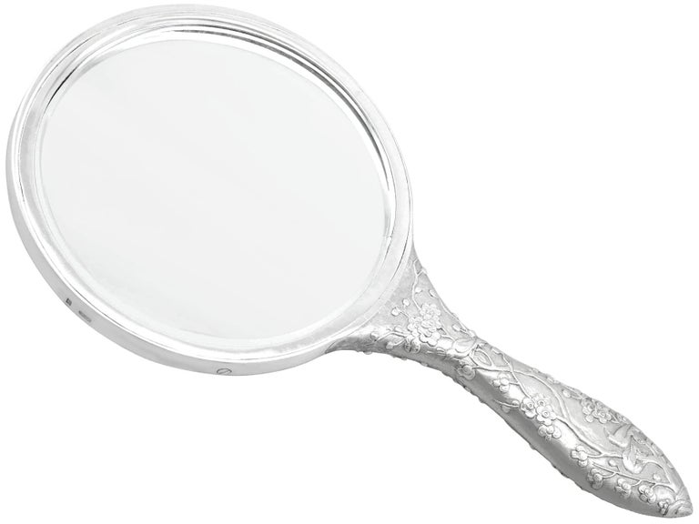 silver dressing table hand mirror Silver Hand Mirror Art Nouveau Dressing Table Mirror Glass Edwardian Antique