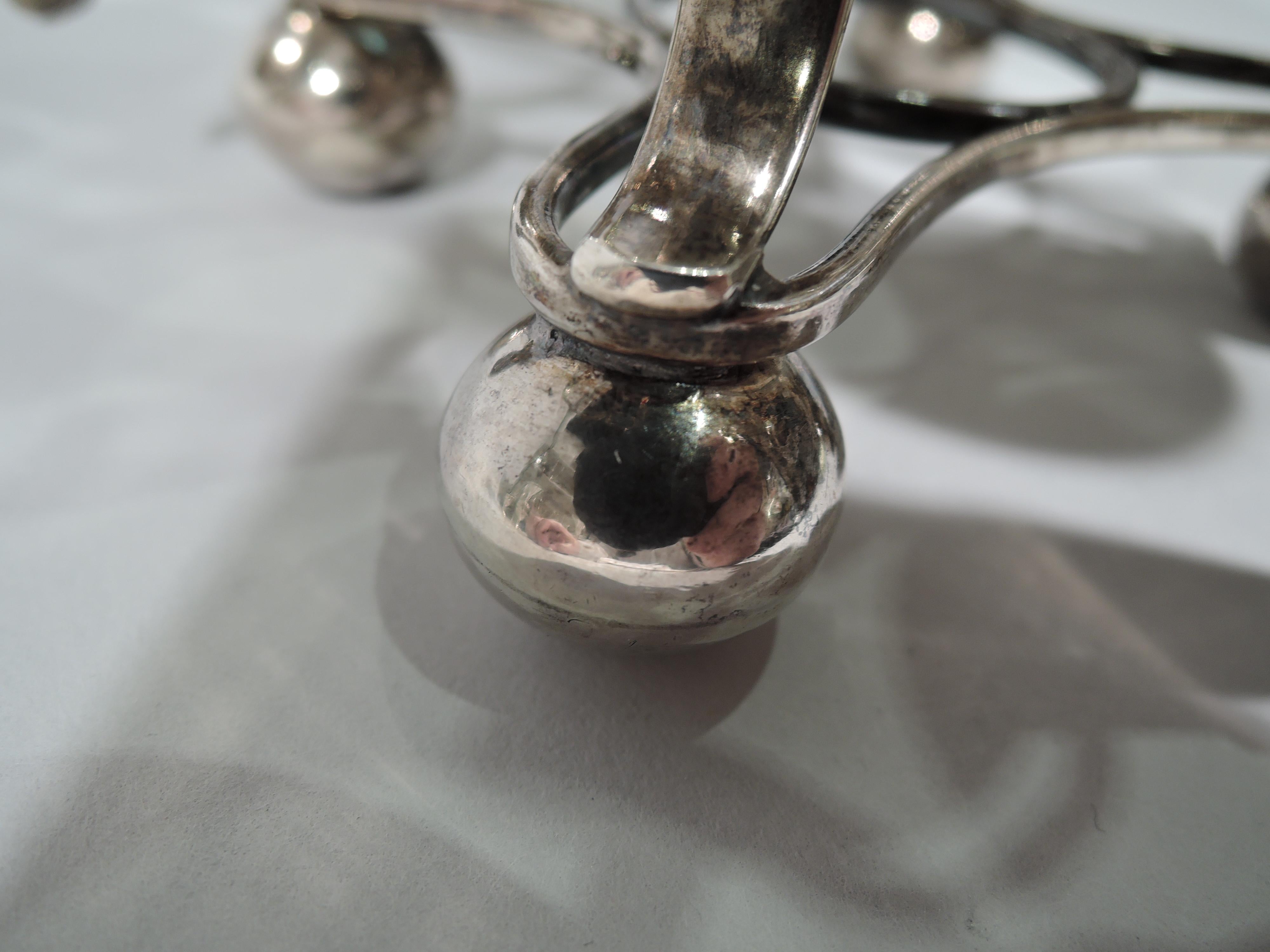 19th Century Antique Chinese Silver Egg Stand with 6 Cups and Spoons by Khecheong