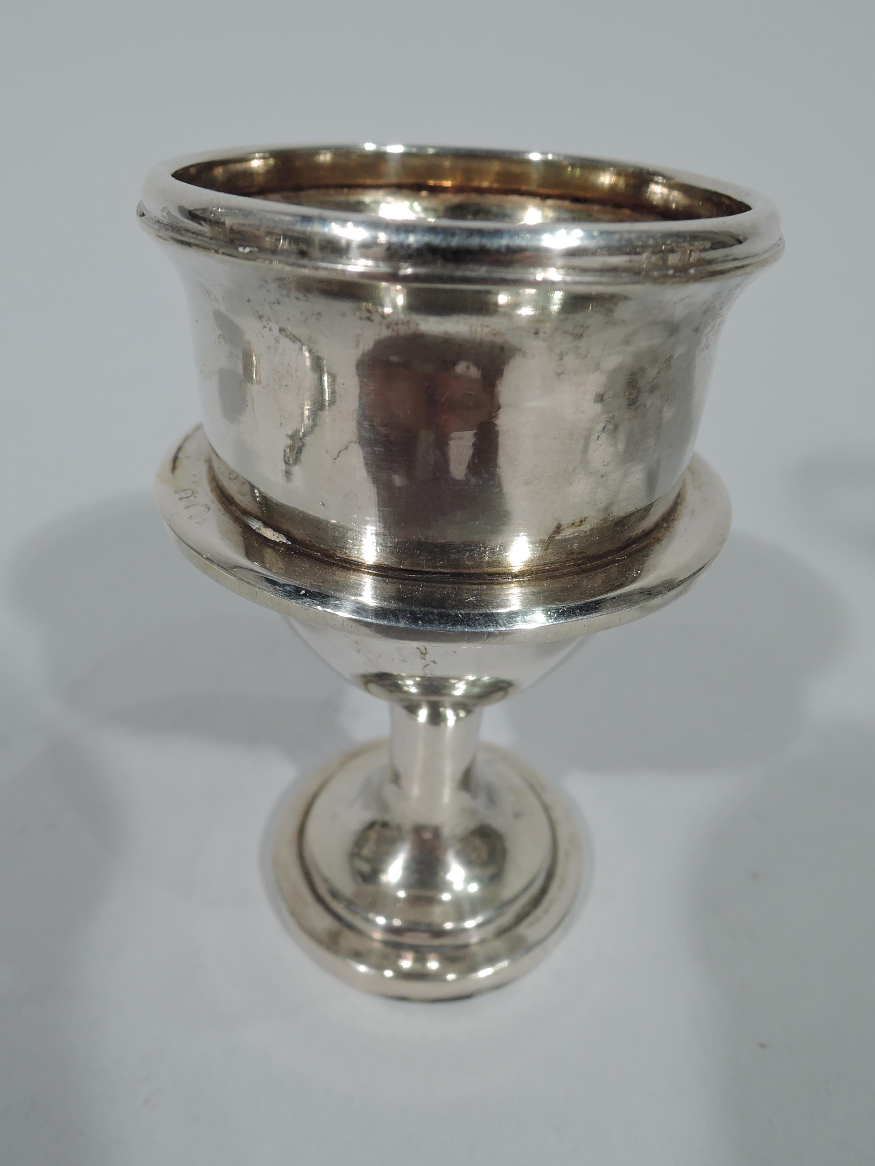 Antique Chinese Silver Egg Stand with 6 Cups and Spoons by Khecheong 2
