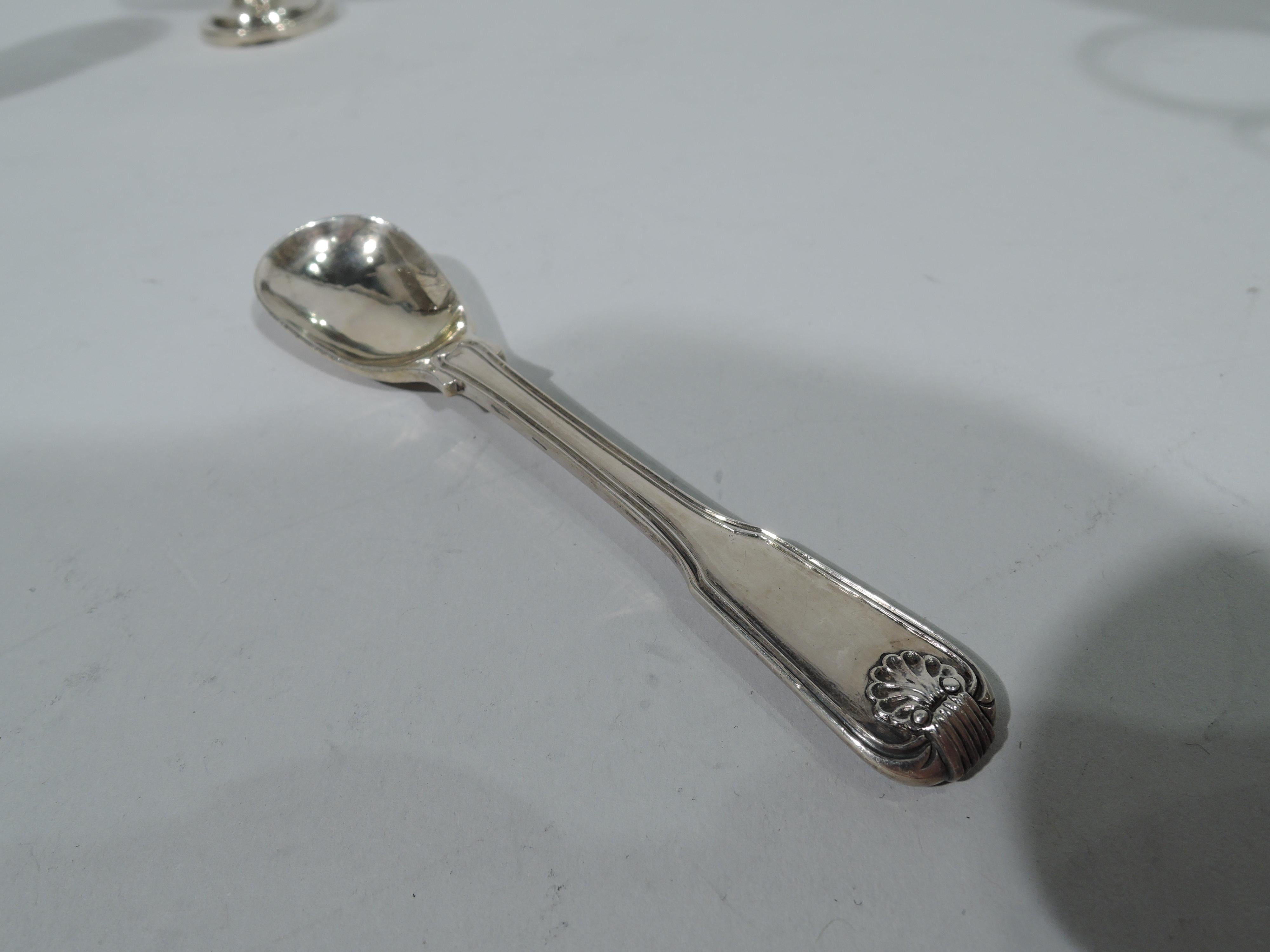 Antique Chinese Silver Egg Stand with 6 Cups and Spoons by Khecheong 3