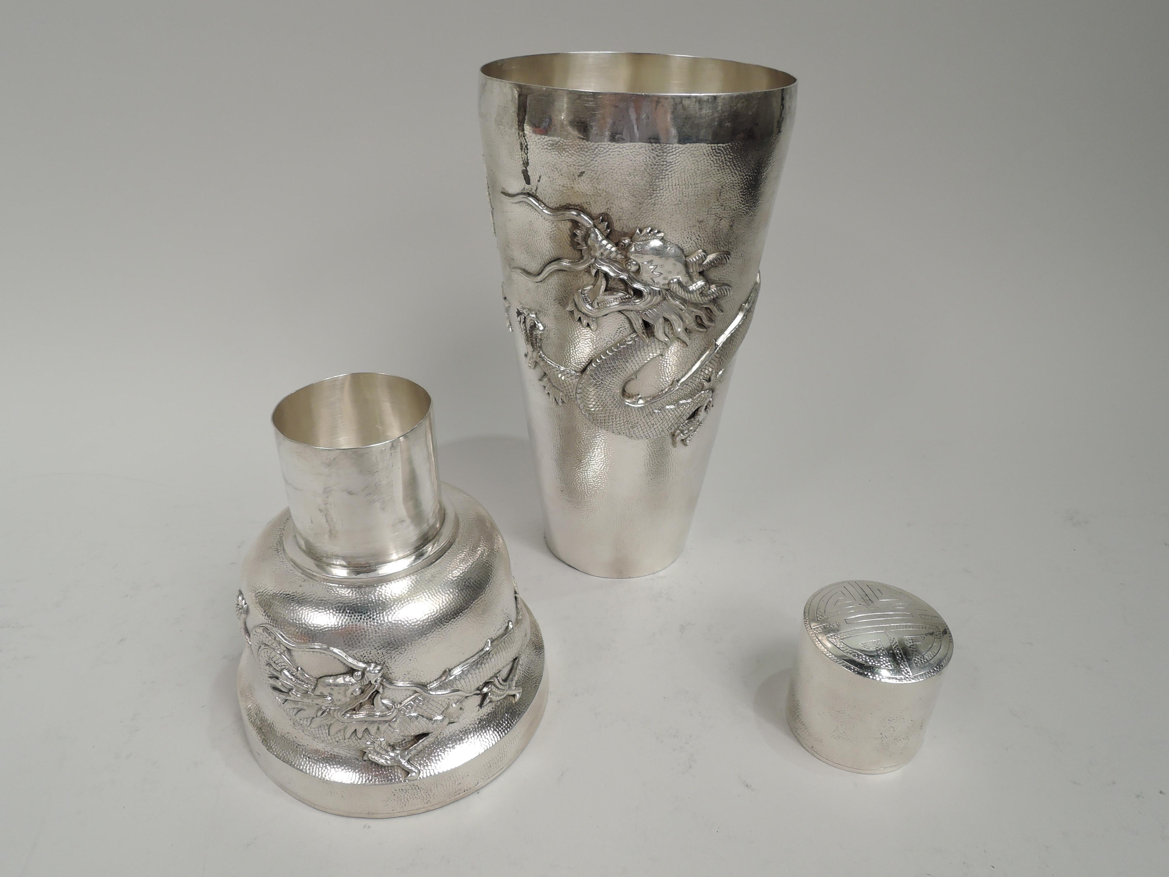 Chinese Export Antique Chinese Silver Firewater Dragon Cocktail Shaker