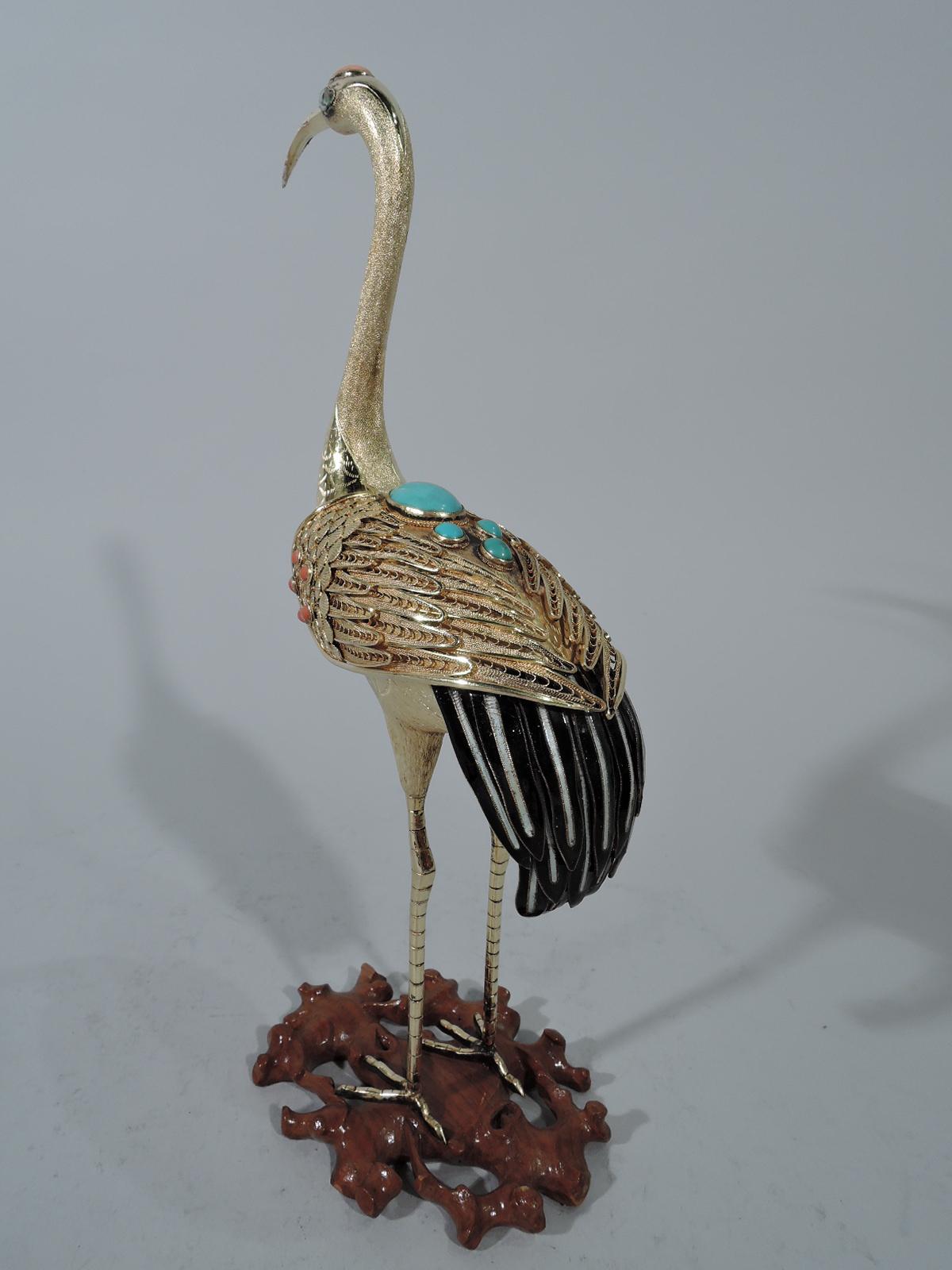 silver crane bird