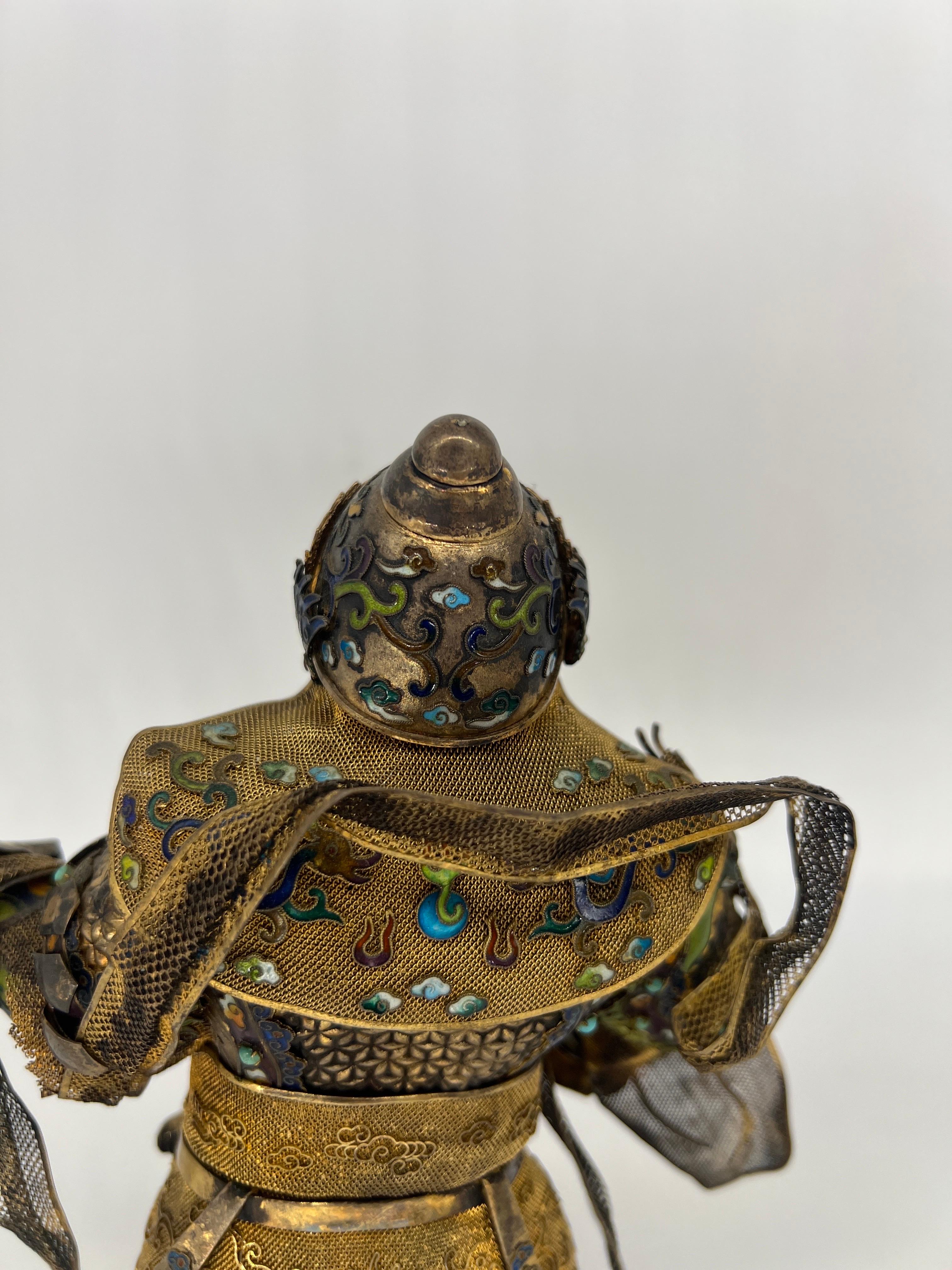 Antique Chinese Silver Gilt, Enamel & Turquoise Mounted Immortal Figurine For Sale 4