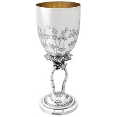 Antique Chinese Silver Goblet by Wang Hing & Co., Circa 1900