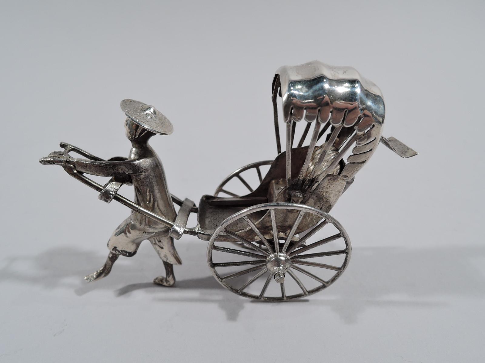 Exportation chinoise Rickshaw miniature chinois ancien en argent