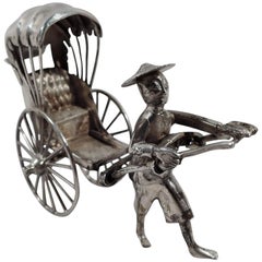 Rickshaw miniature chinois ancien en argent
