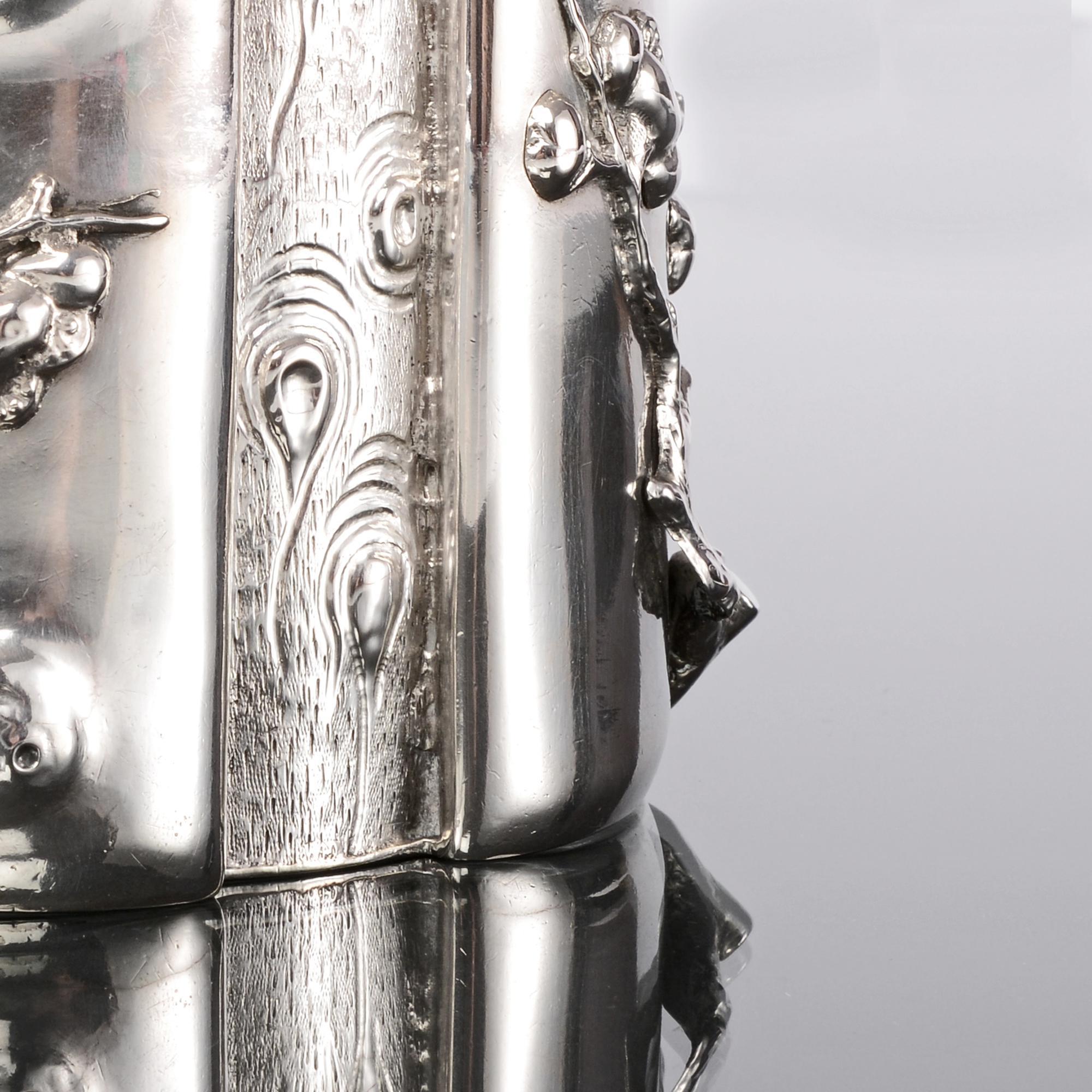 Antike chinesische Silber-Teedose, um 1900 im Zustand „Gut“ im Angebot in London, GB