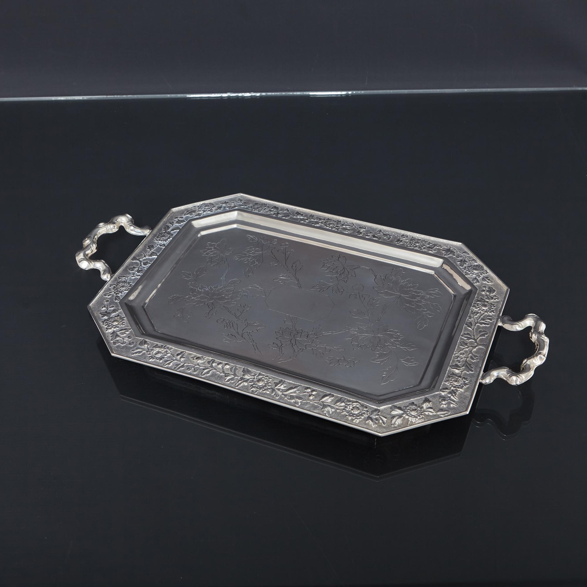 Antique Chinese Silver Tea Tray, circa 1910 For Sale 2