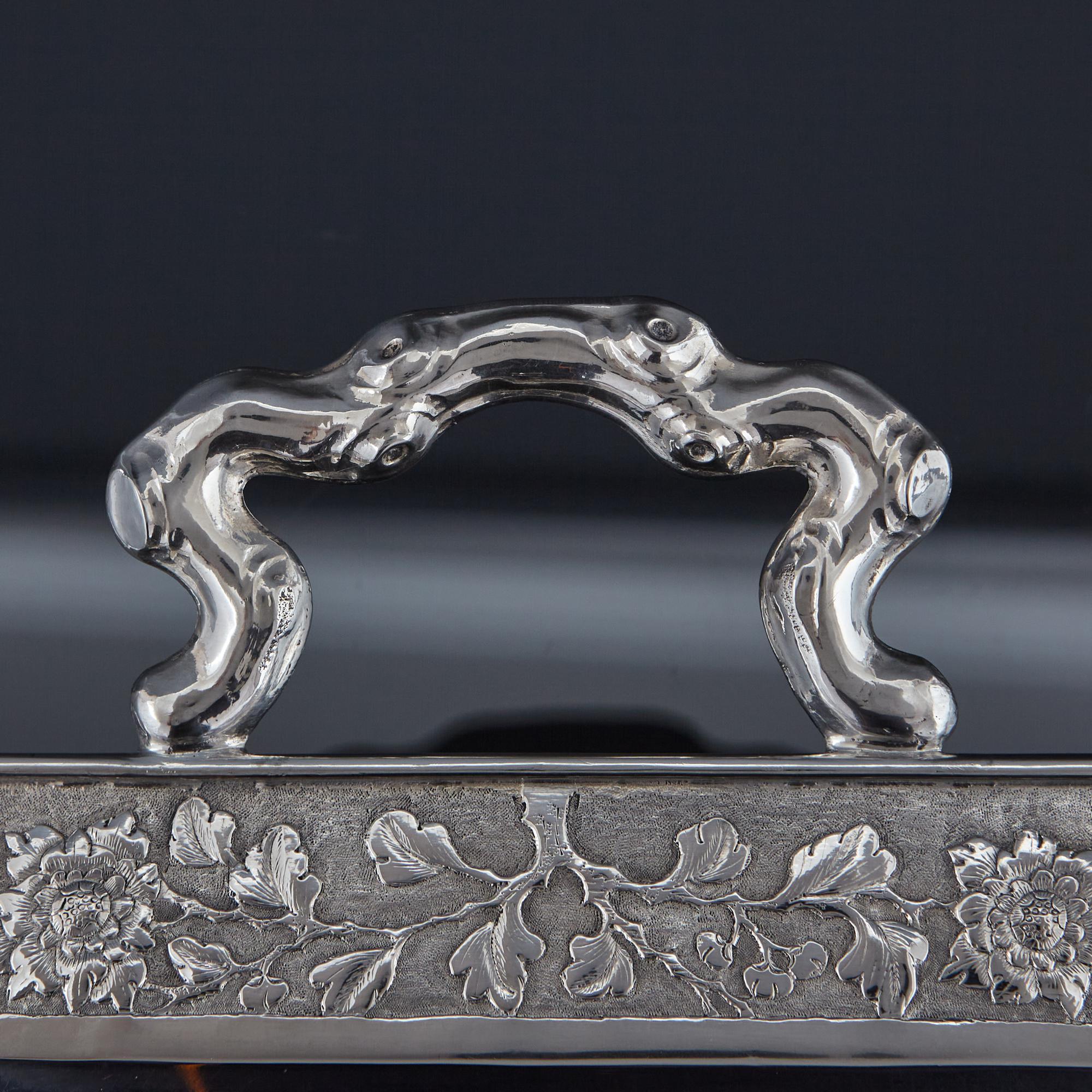 Antique Chinese Silver Tea Tray, circa 1910 For Sale 3