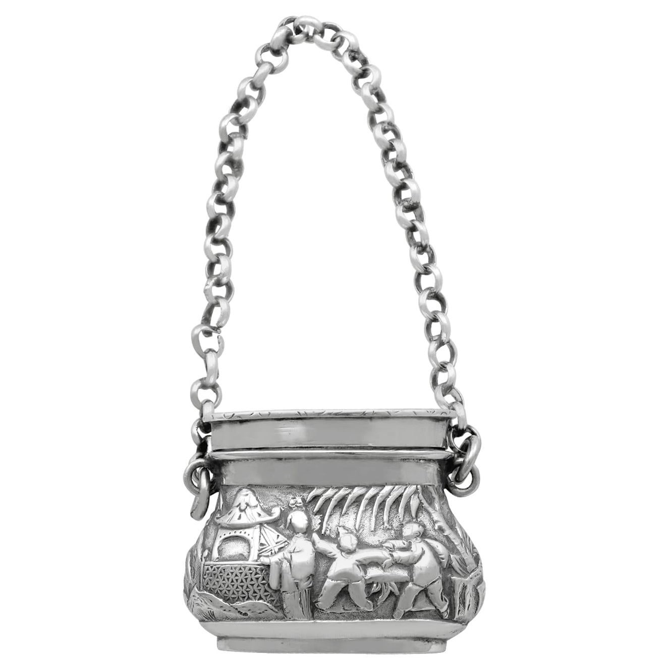 Antigua vinagrera china de plata de Kwong Man Shing, circa 1900