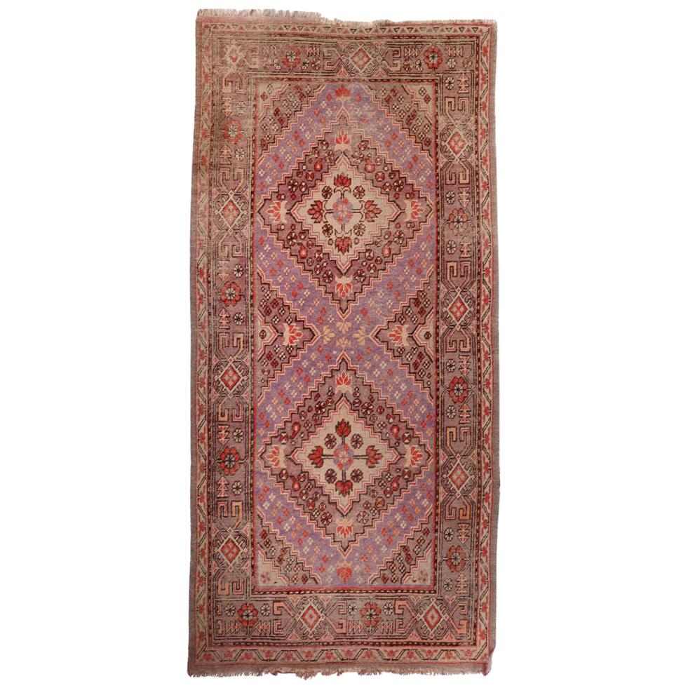 Antique Chinese Sinkiang Geometric Rug, Khotan, Xinjiang Province For Sale