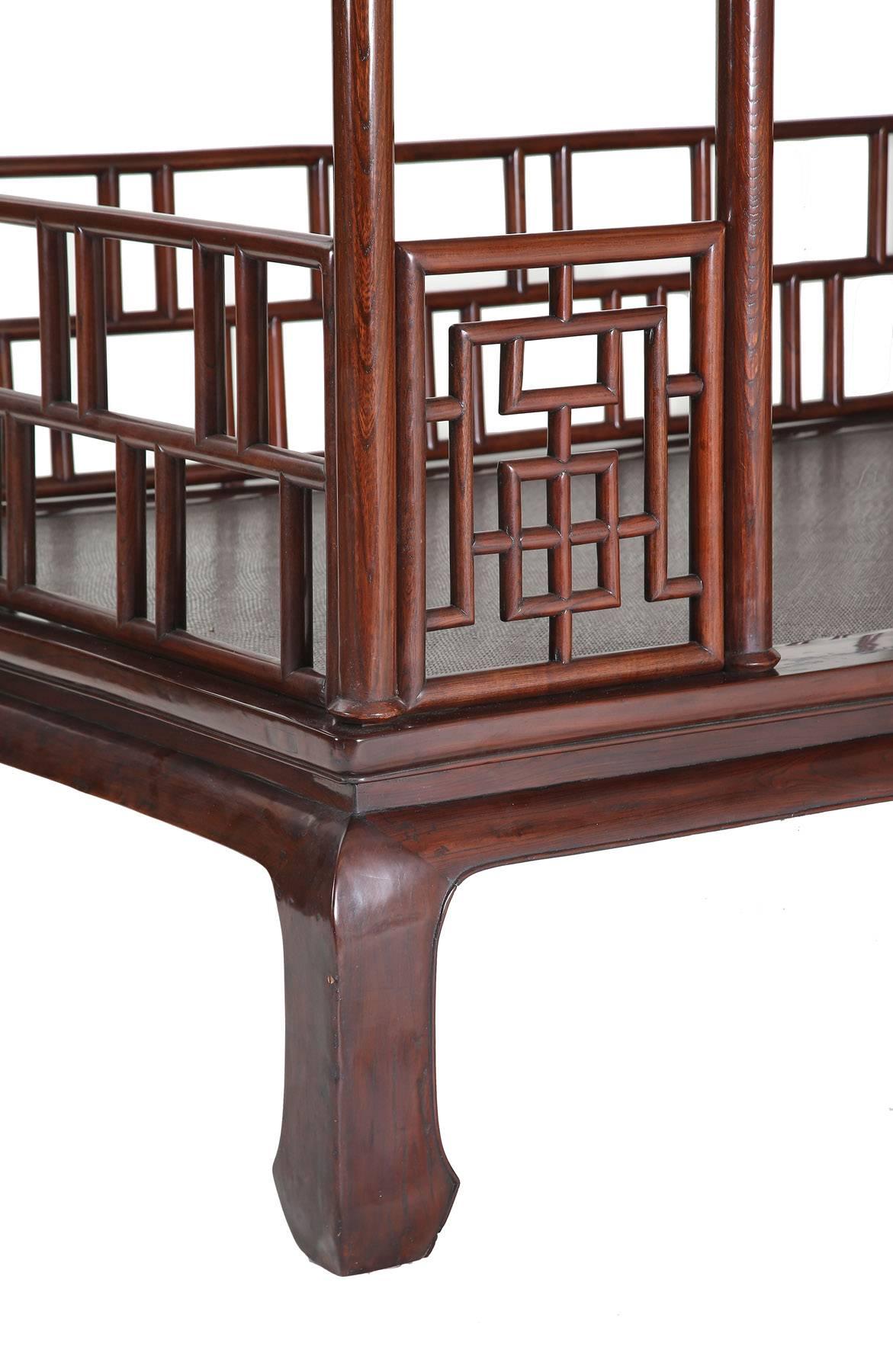 Qing Antique Chinese Six Post Canopy Bed, circa 1800, Chinoiserie, Zhejiang