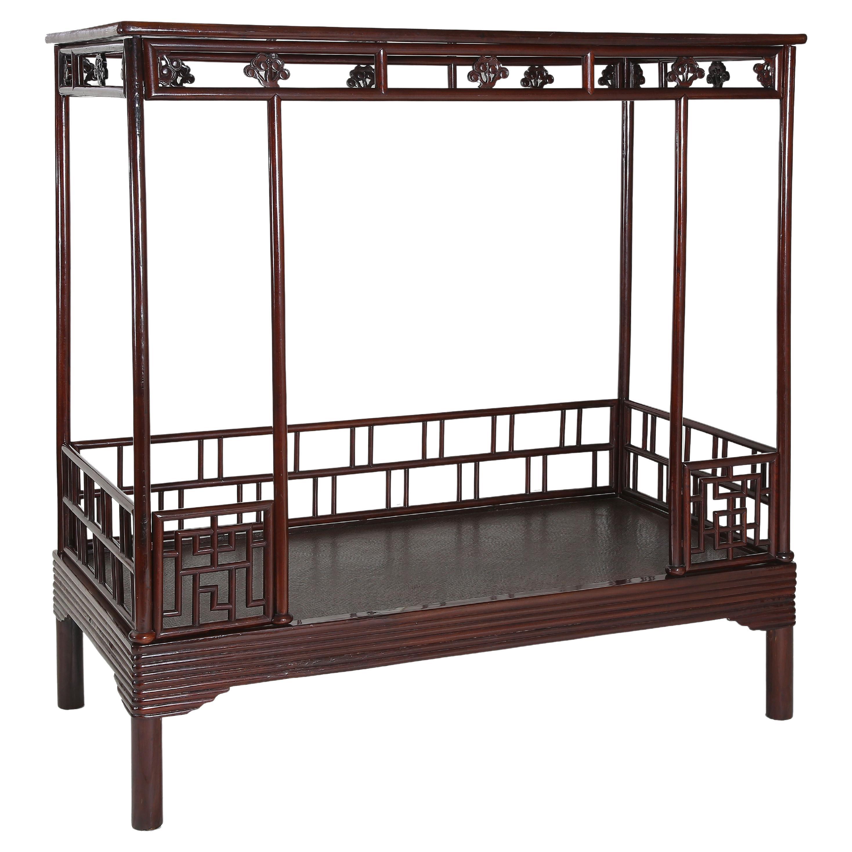 Antique Chinese Six Post Canopy Bed in Solid Ju Mu, Chinoserie, Suzhou