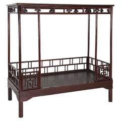 Antique Chinese Six Post Canopy Bed in Solid Ju Mu, Chinoserie, Suzhou