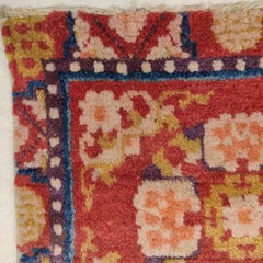 Antique Chinese Small Rug with Mandala and Lotus Flowers