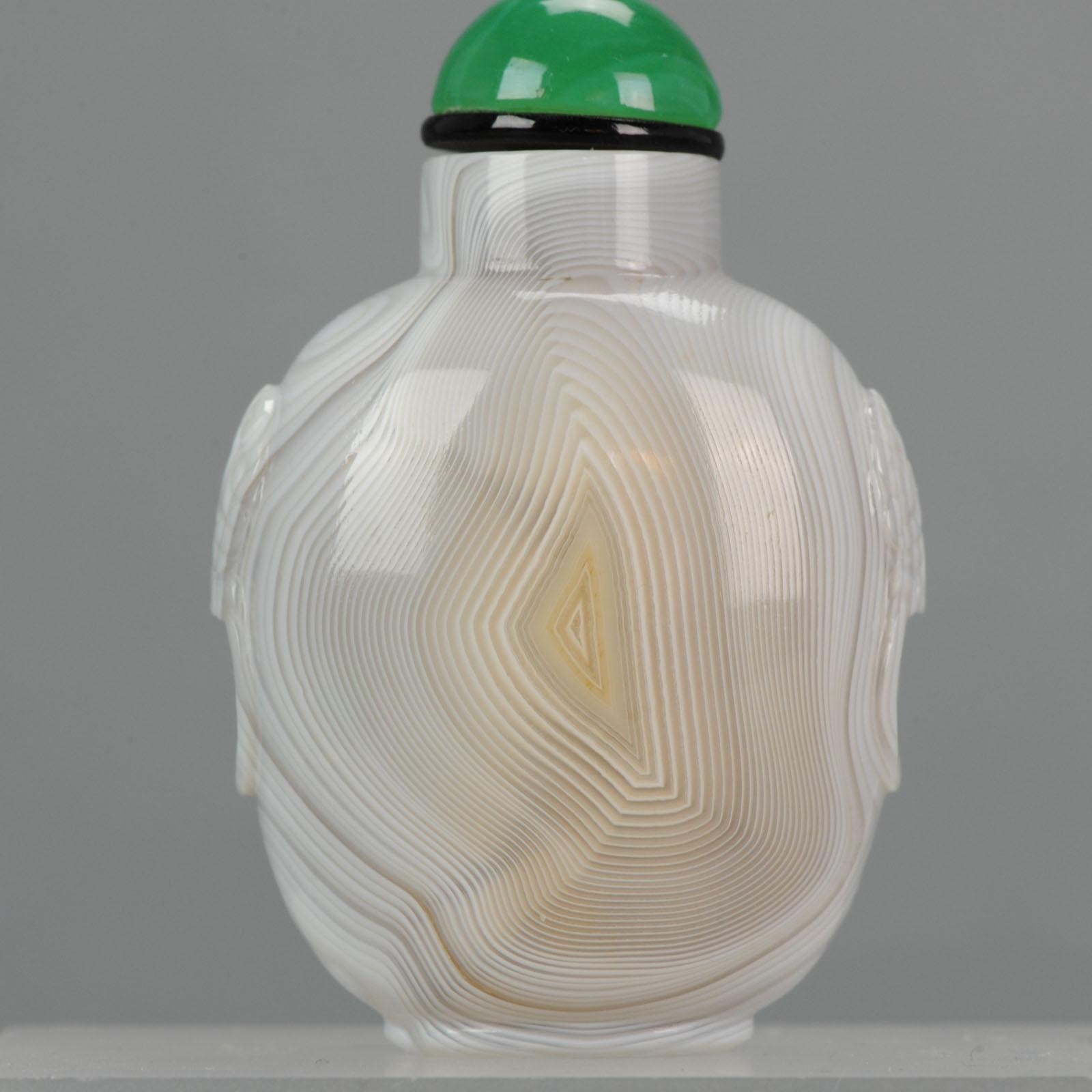 Antique Chinese Snuff Bottle Agate Thumbprint Qing Dynasty, 18th-19th Century 1