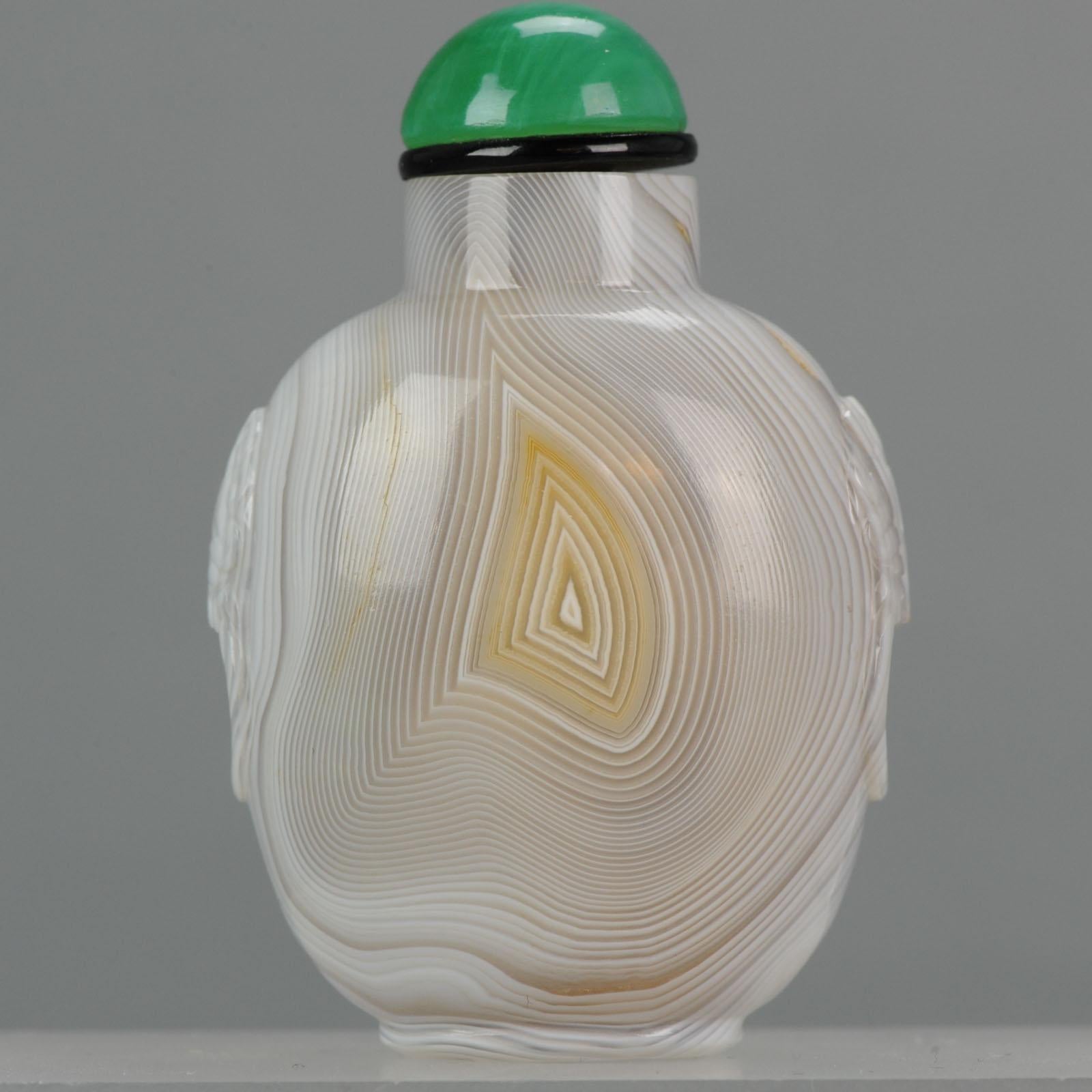 Antique Chinese Snuff Bottle Agate Thumbprint Qing Dynasty, 18th-19th Century 3