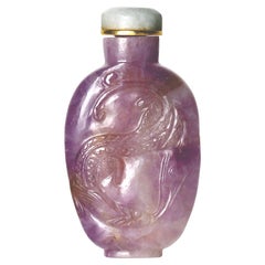 Ancienne bouteille de tabac à priser chinoise en améthyste, dynastie Qing