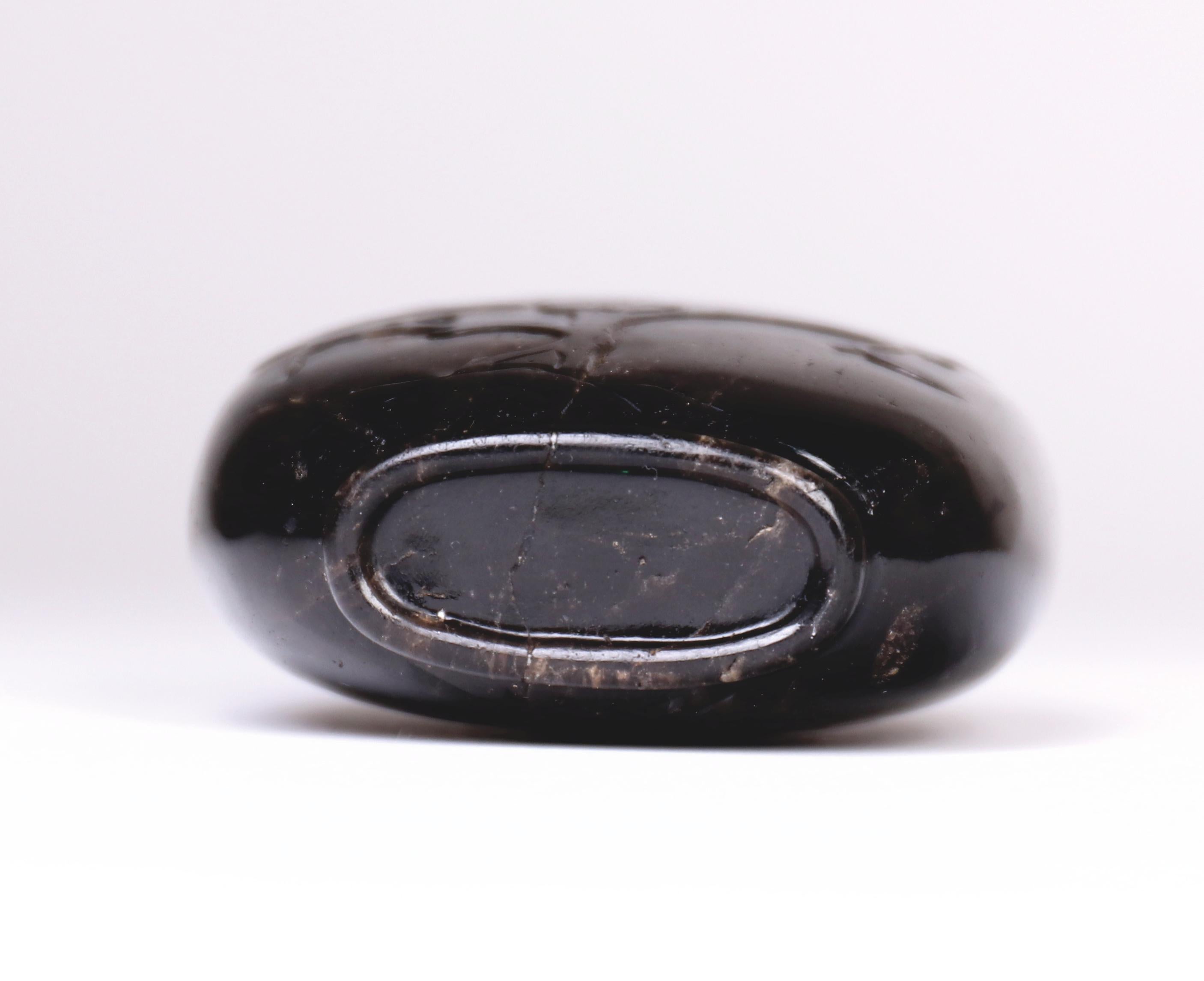 Antigua botella de rapé china Piedra dura negra Dinastía Qing Chino en venta