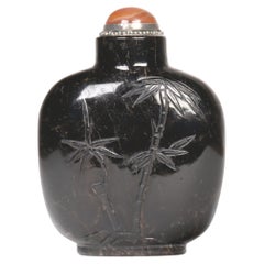 Antique Chinese Snuff Bottle Black Hardstone Qing Dynasty