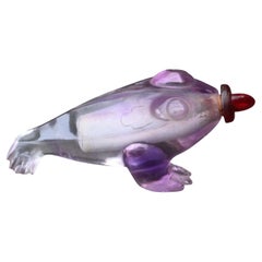 Antique Chinese Snuff Bottle  Carved in Amethyst, late 19th century