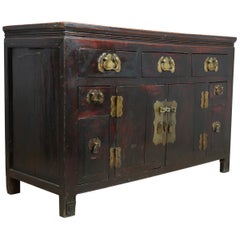 Antique Chinese Solid Elm Sideboard Quing Dynasty, circa 1850