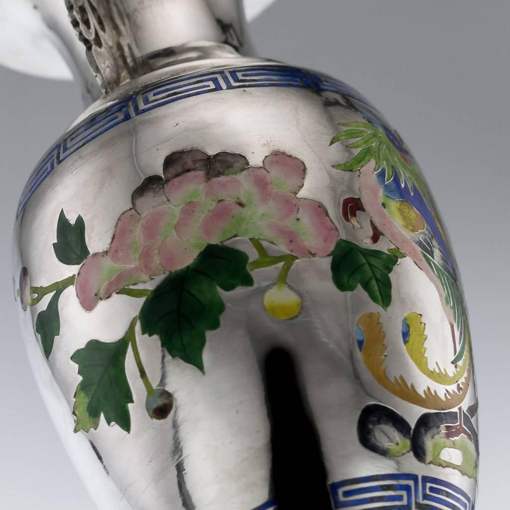 Antique Chinese Solid Silver and Enamel Vase, Bao Cheng, Beijing, circa 1890 1