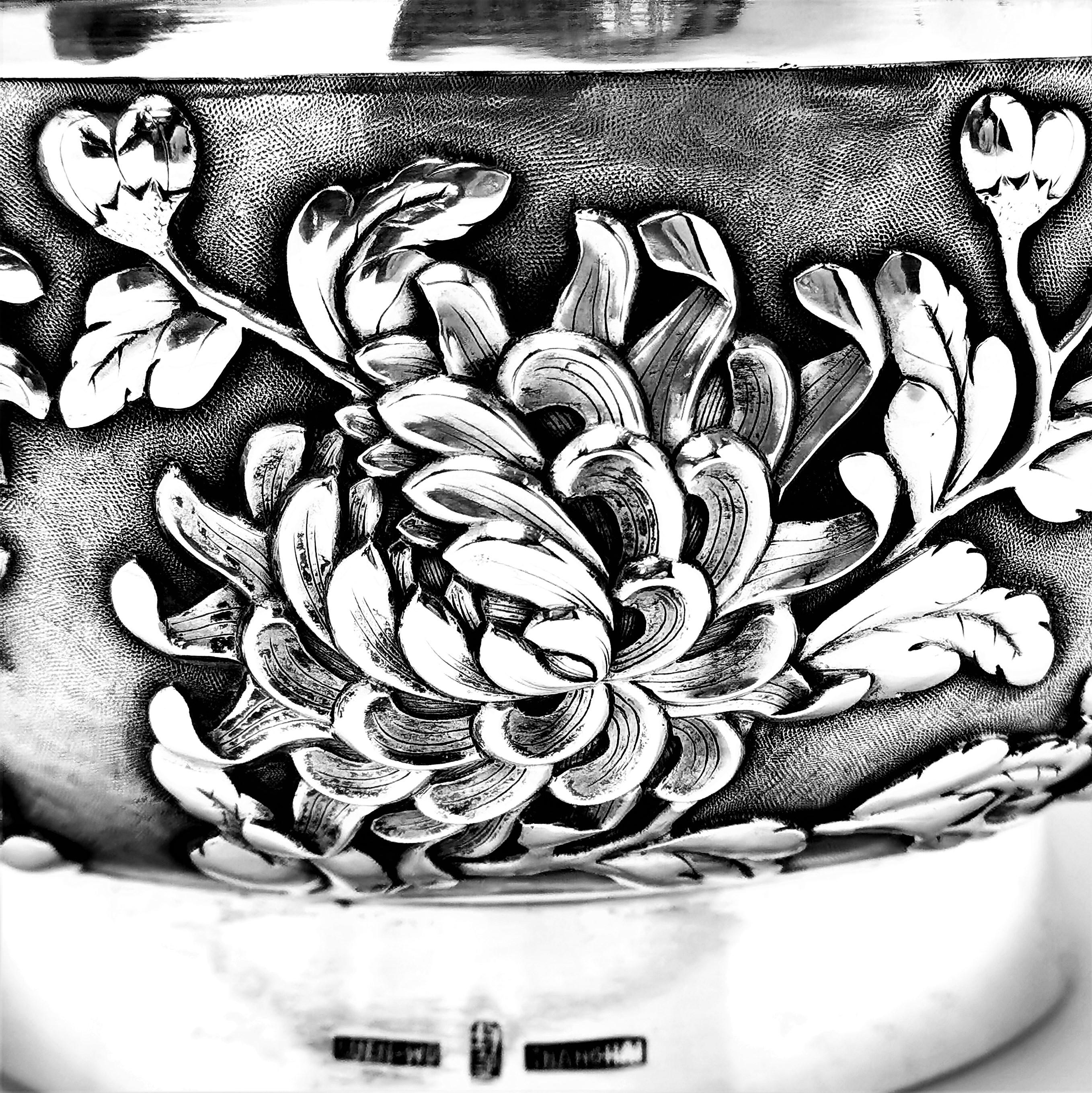Antique Chinese Solid Silver Bowl / Dish c. 1890 Luen Wo, Shanghai 1