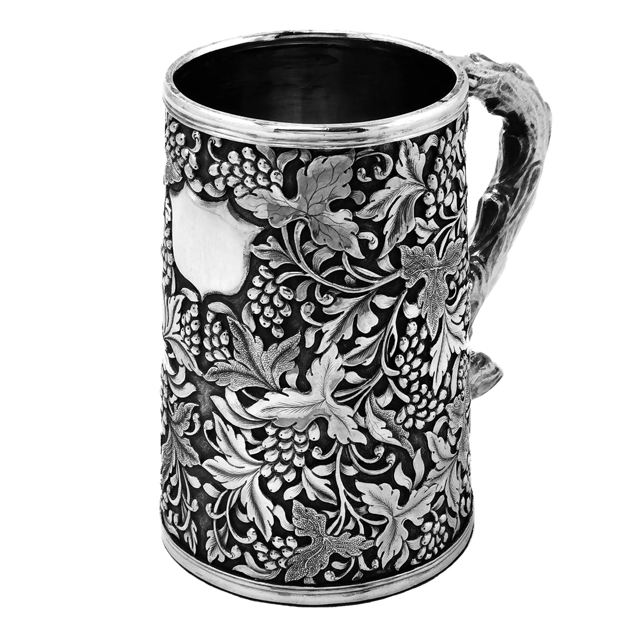 Antique Chinese Solid Silver Tankard / Mug c. 1860 19th Century In Good Condition In London, GB
