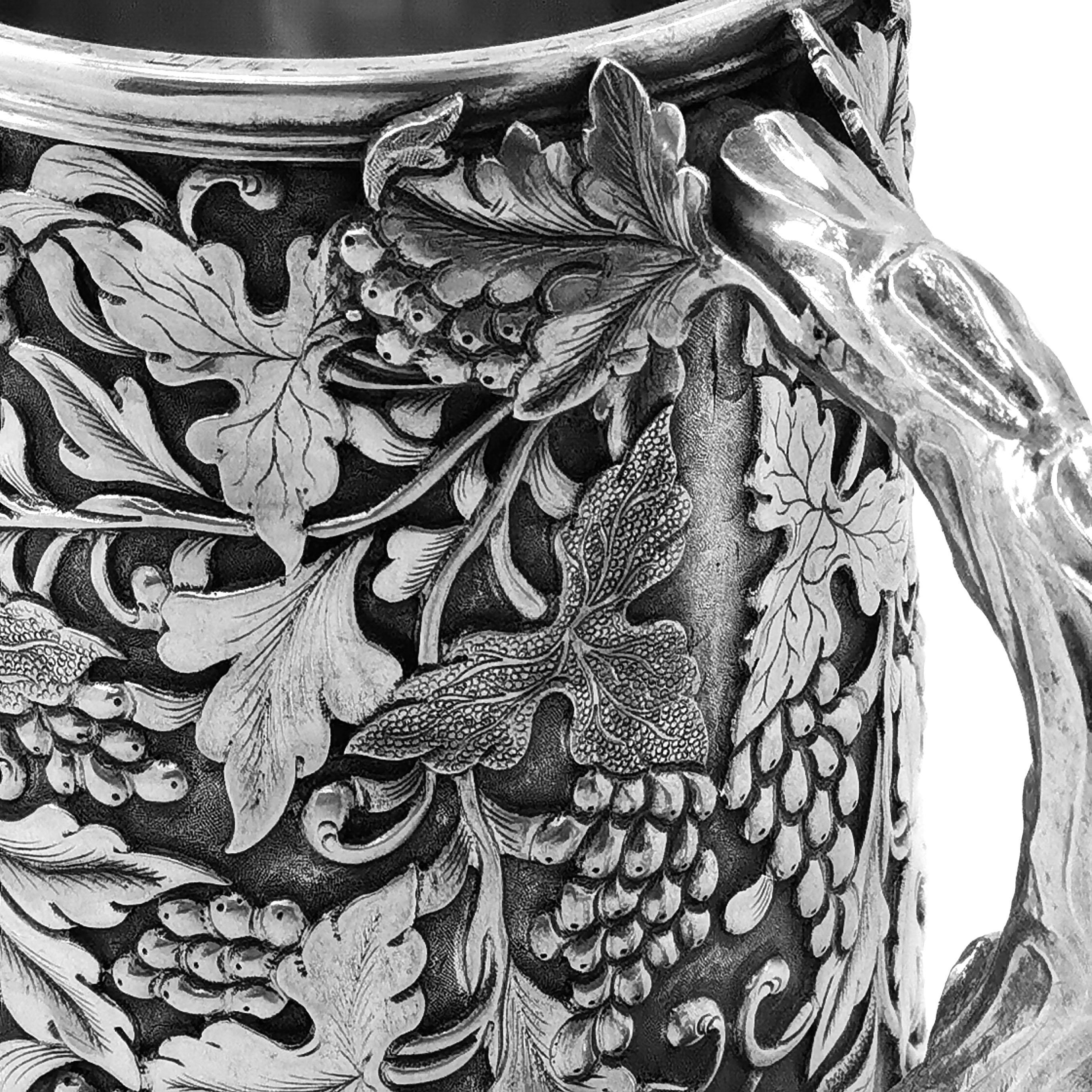Antique Chinese Solid Silver Tankard / Mug c. 1860 19th Century 4