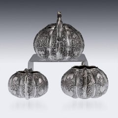 Antique Chinese Solid Silver Tea Set, Tu Mao Xing, Jiangxi, circa 1880