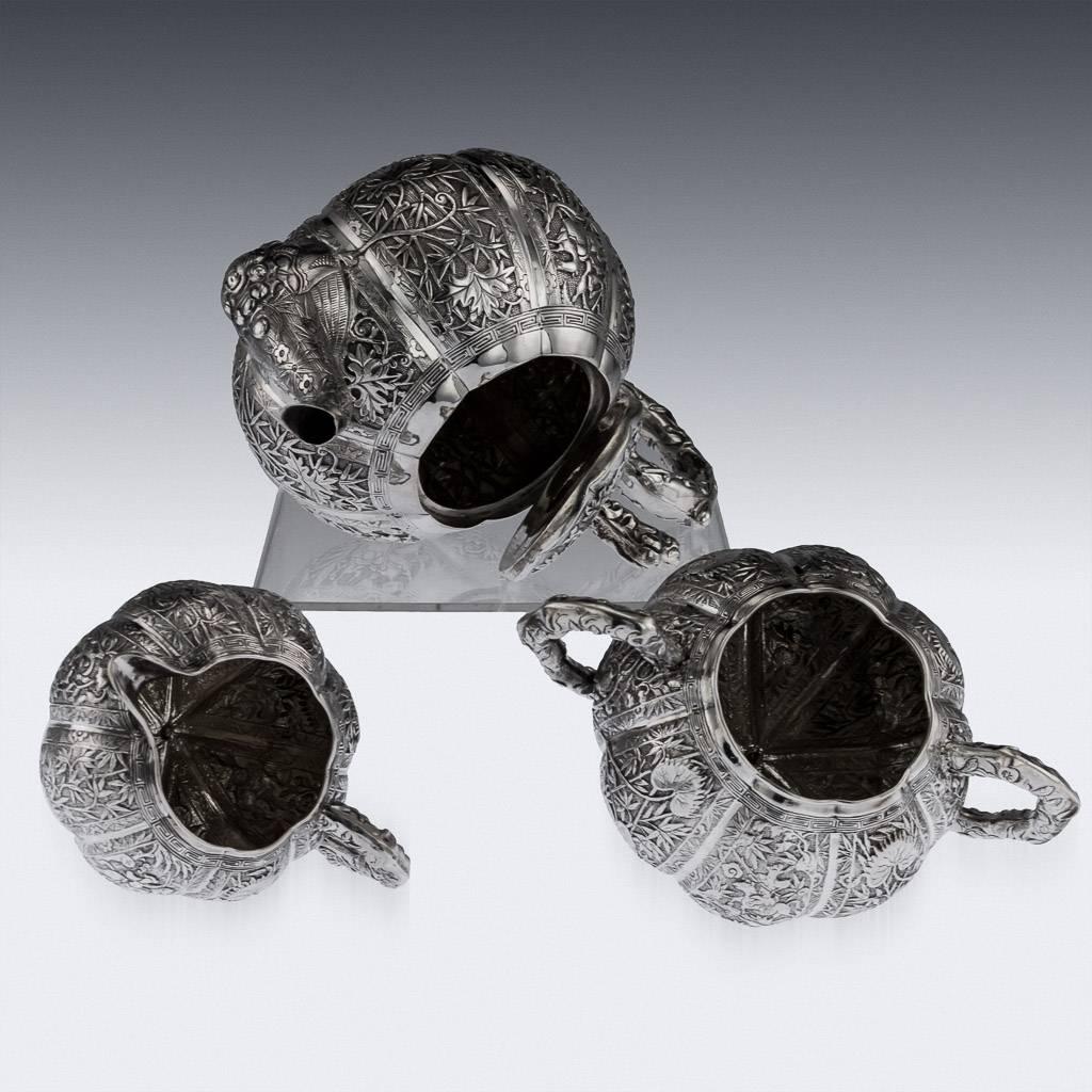 Antique Chinese Solid Silver Tea Set, Tu Mao Xing, Jiangxi, circa 1880 1